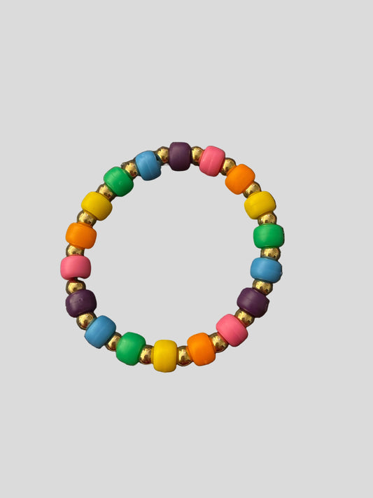 Rainbow bracelet with gold beads